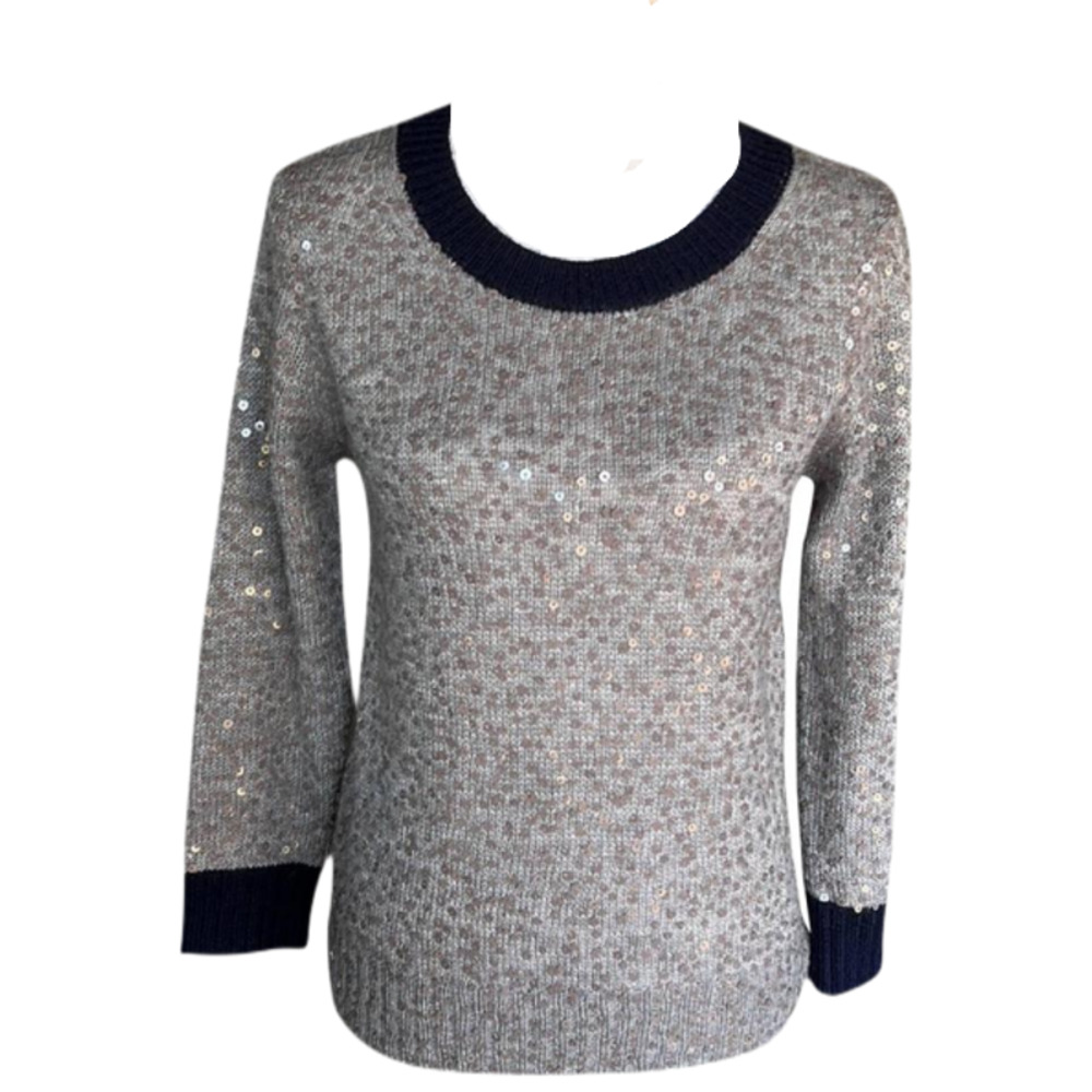 J. Crew Gray Sequins Wool Mohair Sweater‎ Small